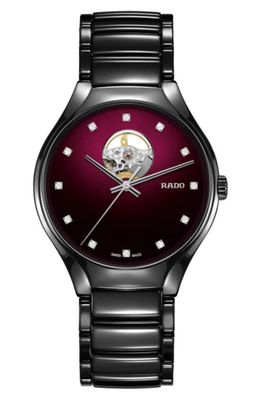 RADO True Secret Diamond Ceramic Bracelet Watch, 40mm in Red 