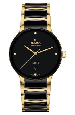 RADO True Square Automatic Open Heart Ceramic Bracelet Watch, 38mm in Black 