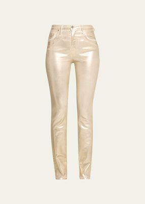 Rae Gold Foil High-Rise Ankle Skinny Jeans