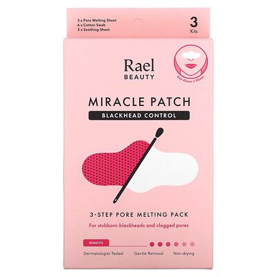 Rael, Beauty, Miracle Patch, Blackhead Control, 3-Step Pore Melting Pack, 1 Kit