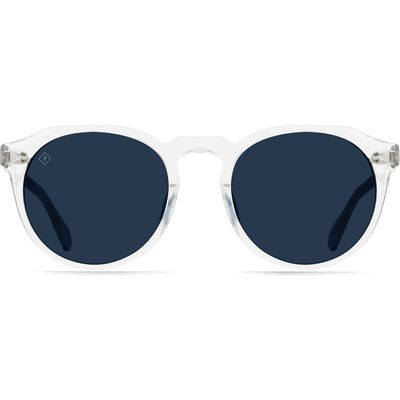 RAEN Remmy 49mm Polarized Round Sunglasses in Crystal Clear/Pol Blue Smoke 