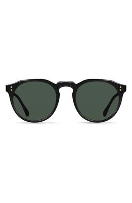 RAEN Remmy 52mm Polarized Round Sunglasses in Crystal Black /Green Polar