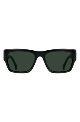 RAEN Rufio 55mm Polarized Rectangular Sunglasses in Recycled Black/Green Polar