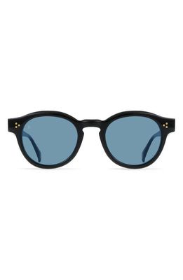 RAEN Zelti 49mm Small Round Sunglasses in Recycled Black/Blue