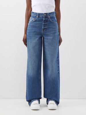 Raey - 90s Organic Cotton High-waisted Wide-leg Jeans - Womens - Dark Blue