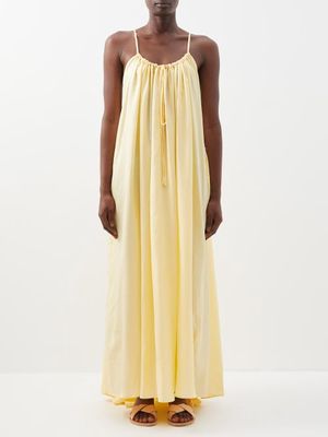 Raey - Adjustable-front Cotton-blend Maxi Dress - Womens - Yellow