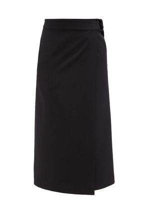 Raey - Belted A-line Wool Wrap Skirt - Womens - Black