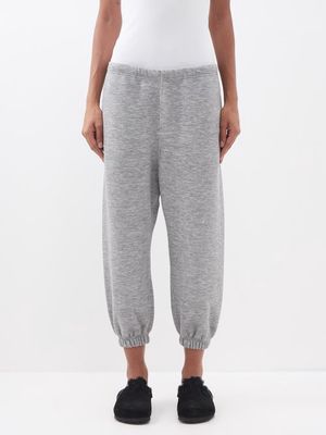 Raey - Cashmere-blend Cropped Track Pants - Womens - Grey Marl