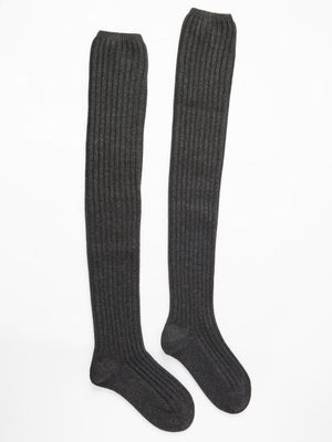 Raey - Chunky Over-the-knee Wool-blend Socks - Womens - Black Multi