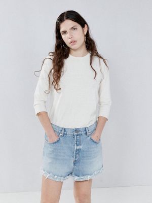 Raey - Clip Organic-cotton Frayed Denim Shorts - Womens - Indigo