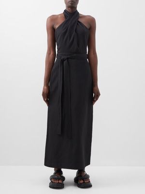 Raey - Cross-front Silk-blend Halter Dress - Womens - Black