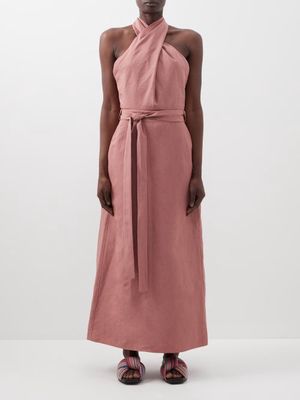 Raey - Cross-front Silk-blend Halter Dress - Womens - Mid Pink
