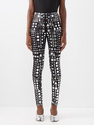 Raey - Disco Mirror Embellished Leggings - Womens - Metallic