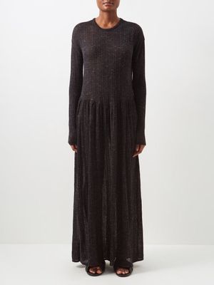 Raey - Dropped-waist Ladder Stitch Wool-blend Maxi Dress - Womens - Black