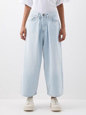 Raey - Extra-fold Cropped Wide-leg Organic Jeans - Womens - Light Blue
