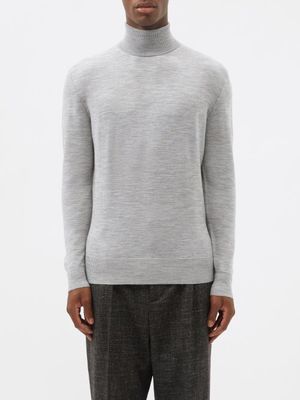 Raey - Fitted Responsible Merino-wool Roll-neck Sweater - Mens - Light Grey
