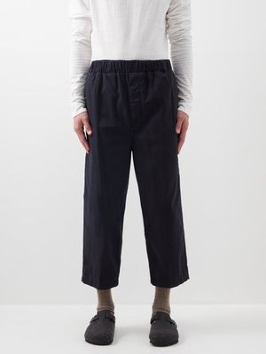 Raey - Gathered-waist Organic-cotton Chino Trousers - Mens - Dark Navy