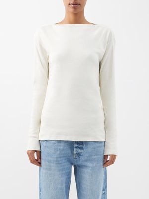 Raey - Kissing-edge Organic-cotton Long-sleeved T-shirt - Womens - Cream