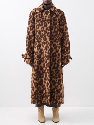 Raey - Leopard-print Belted Raglan-sleeve Wool-blend Coat - Womens - Leopard Print