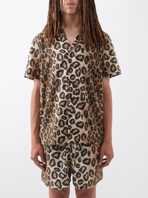 Raey - Lyocell Cotton-blend Leopard Regular-fit Shirt - Mens - Leopard