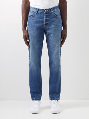 Raey - Open Organic-cotton Low-rise Jeans - Mens - Dark Blue