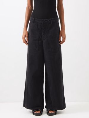 Raey - Organic-cotton Wide-leg Cargo Jean - Womens - Black
