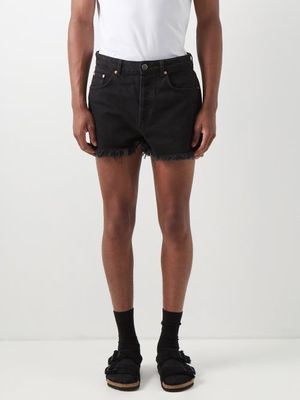 Raey - Organic Denim Frayed Hem Shorts - Mens - Black
