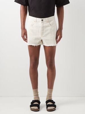 Raey - Organic Denim Frayed Hem Shorts - Mens - Ivory