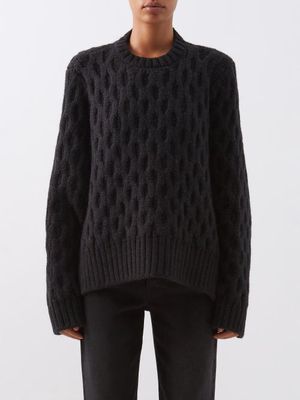 Raey - Organic-wool Blend Cable Knit Sweater - Womens - Black