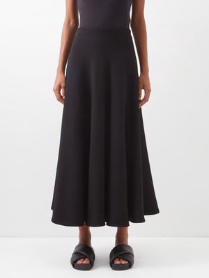 Raey - Organic Wool-crepe Circle Midi Skirt - Womens - Black