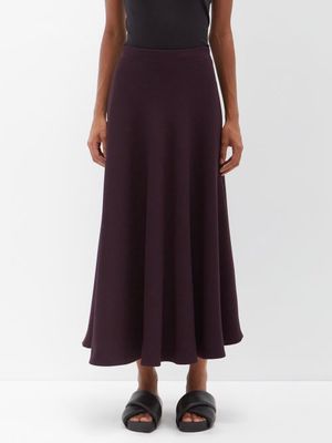 Raey - Organic Wool-crepe Circle Midi Skirt - Womens - Burgundy