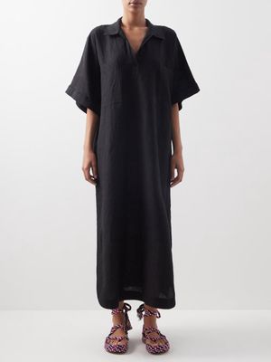 Raey - Patch-pocket Linen Smock Dress - Womens - Black