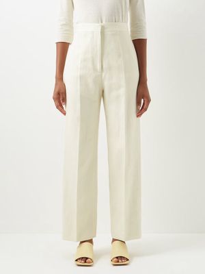 Raey - Relaxed Cotton-blend Tailored Trouser - Womens - Ivory