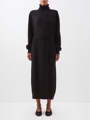 Raey - Responsible Cashmere-blend Belted Roll-neck Dress - Womens - Black
