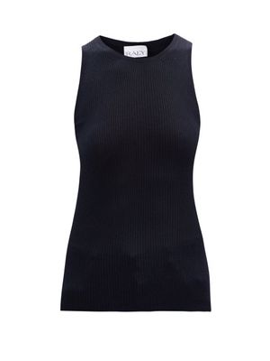 Raey - Round-neck Silk-blend Ribbed-knit Vest - Womens - Navy