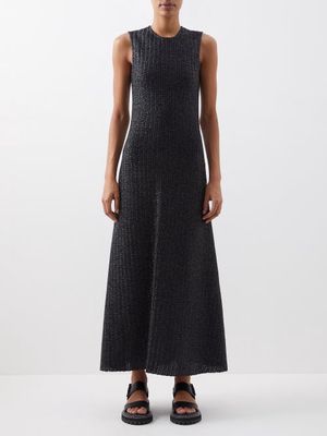 Raey - Sleeveless Nylon-blend Raffia Shift Dress - Womens - Black