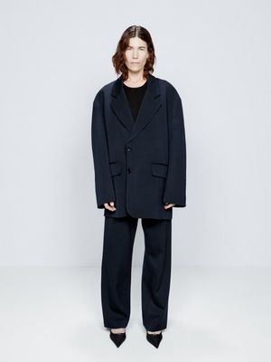 Raey - Split-side Single-breasted Wool Blazer - Womens - Navy
