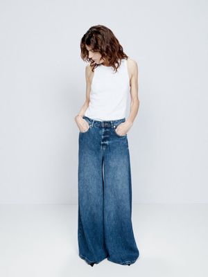 Raey - Stride Lyocell Wide-leg Jeans - Womens - Dark Blue