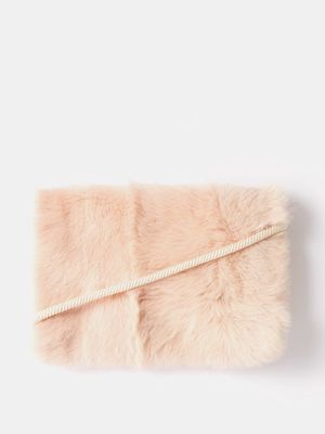 Raey - Stringed Shearling Pocket Muff - Womens - Light Pink