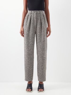 Raey - Unstructured Wool-blend Tweed Tapered Trousers - Womens - Navy Multi