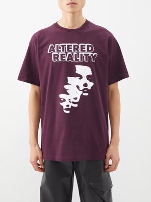 Raf Simons - Altered Reality-print Cotton-jersey T-shirt - Mens - Burgundy
