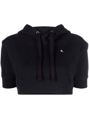 Raf Simons cropped short-sleeve hoodie - Black