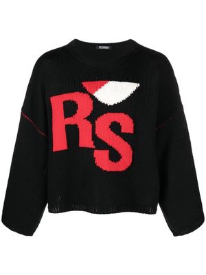 Raf Simons cropped wool jacquard jumper - Black