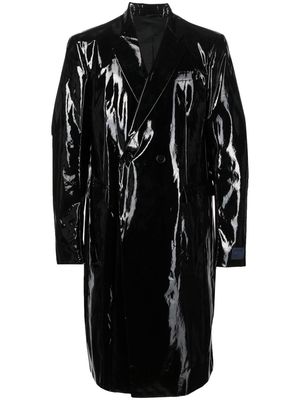 Raf Simons double-breasted glossy coat - Black