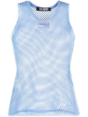 Raf Simons fishnet-knit round-neck top - Blue