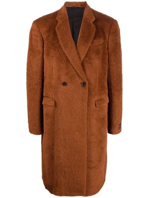 Raf Simons fluffy double-breasted coat - Brown