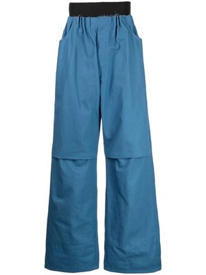 Raf Simons gathered-waist wide-leg trousers - Blue