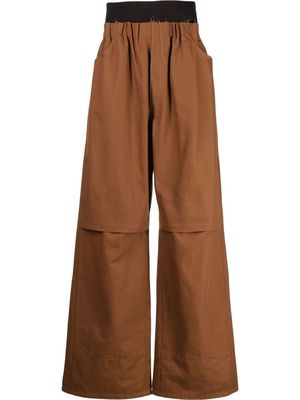 Raf Simons gathered-waist wide-leg trousers - Brown