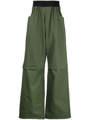 Raf Simons gathered-waist wide-leg trousers - Green
