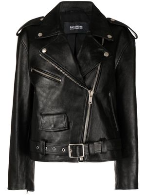 Raf Simons glove-embellished biker jacket - Black